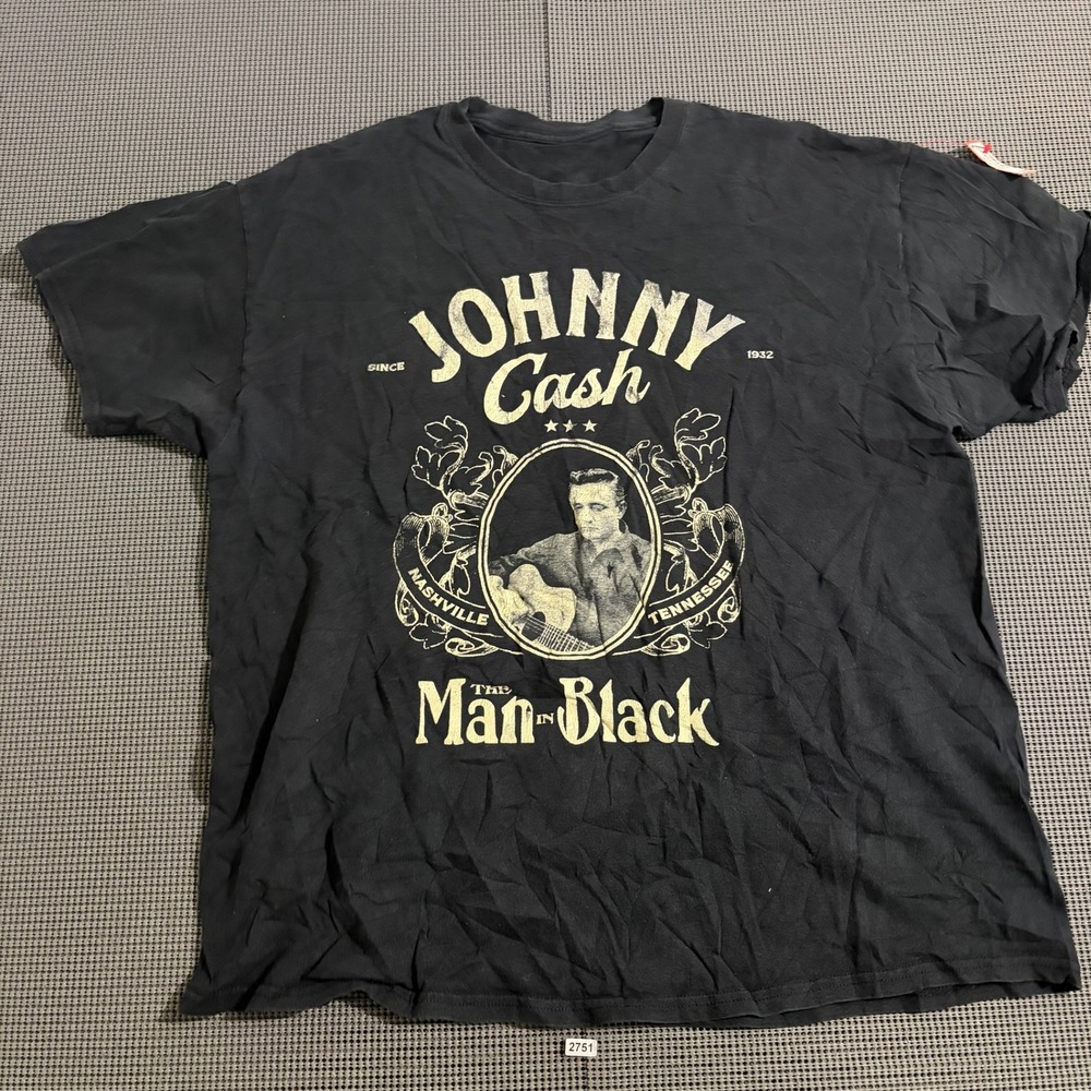 Johnny Cash Man in Black Graphic T-Shirt Black XL